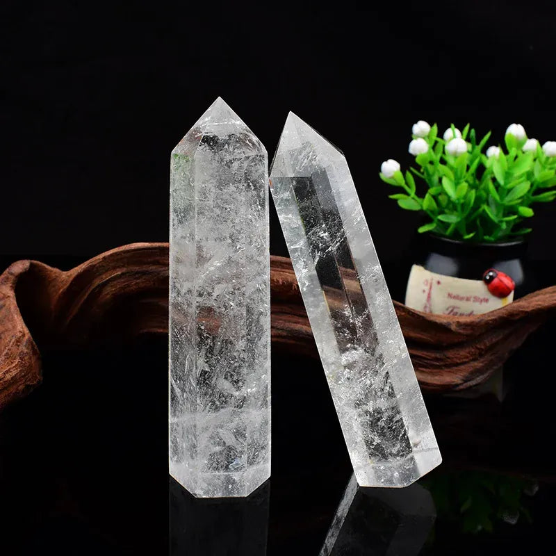 Natural Crystal Stone Clear quartz Obelisk Mineral Specimen Healing Stone Reiki Crystal Hexagonal Pillar Crafts Home Decor Gift