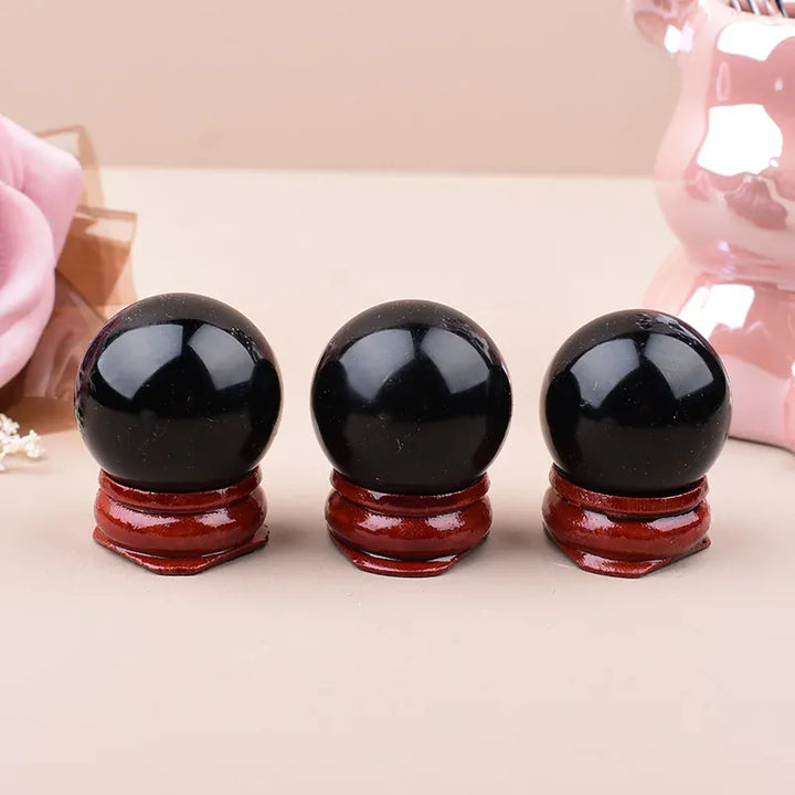 1Pc Natural Obsidian Polished Crystal Ball Reiki Energy Mineral Ornaments Gemstone Sphere For Home Decoration Gifts