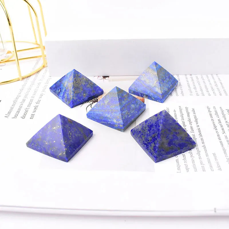 Natural Crystal Polished Lapis Lazuli Pyramid Healing Stone Reiki Energy Tower Meditation Ornaments Natural Stone Carved Tower