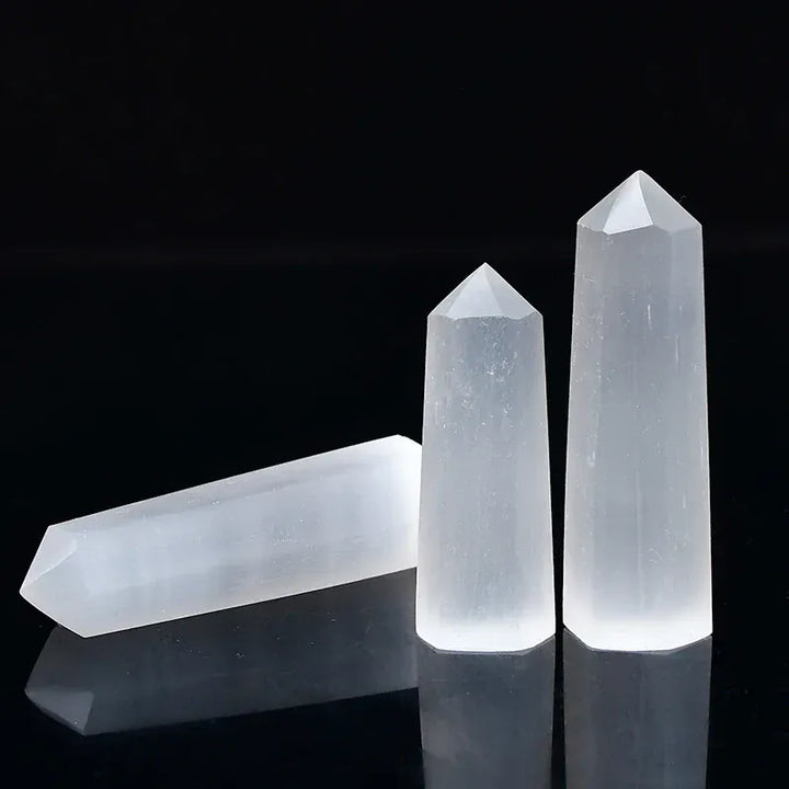 Natural Selenite Crystal Point Tower