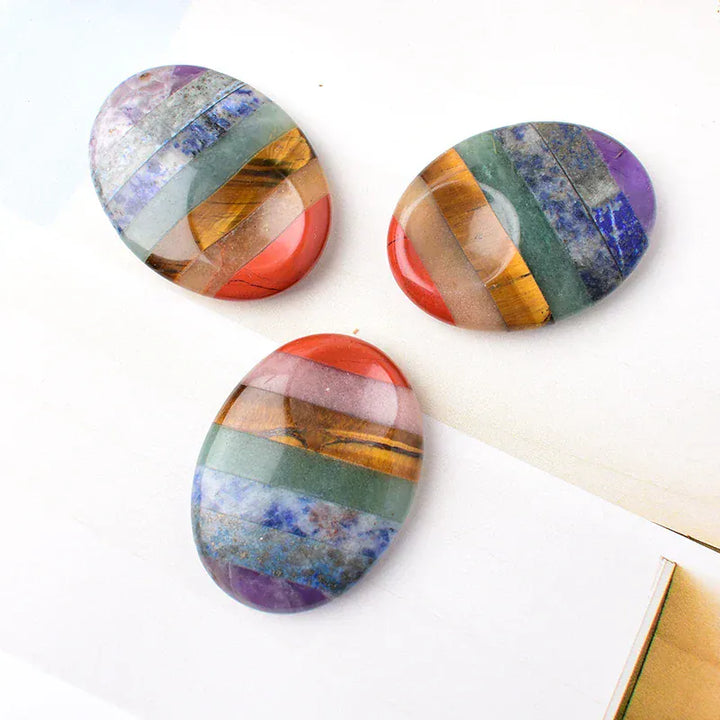 Worry Stone Natural Gemstone Polished Healing Stone Thumb Massage Seven Chakra Wicca Reiki Spiritual Therapy Minerales Ornaments