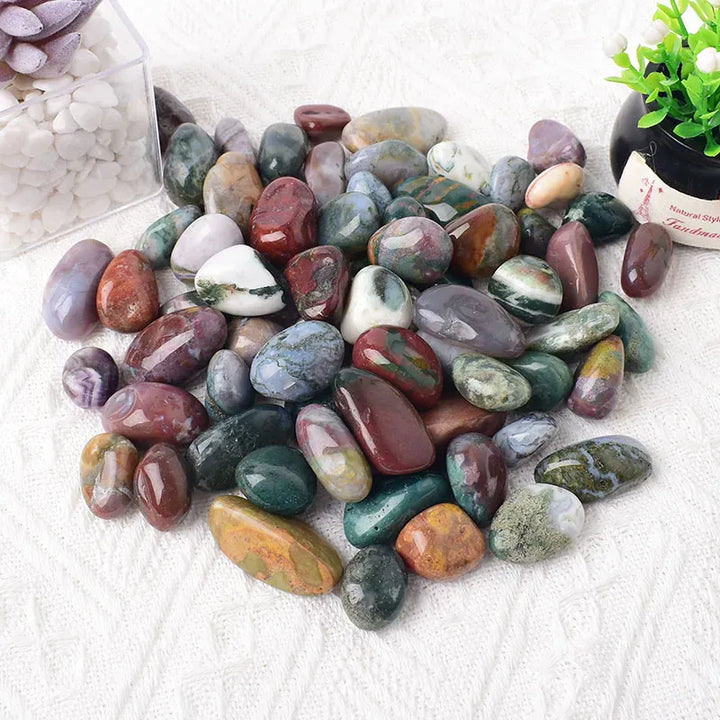 Natural Crystal Ocean Jasper Polished Tumble Stone Specimen 10-30mm Healing Stone Reiki for Aquarium Home Decor Handmade Diy Gif