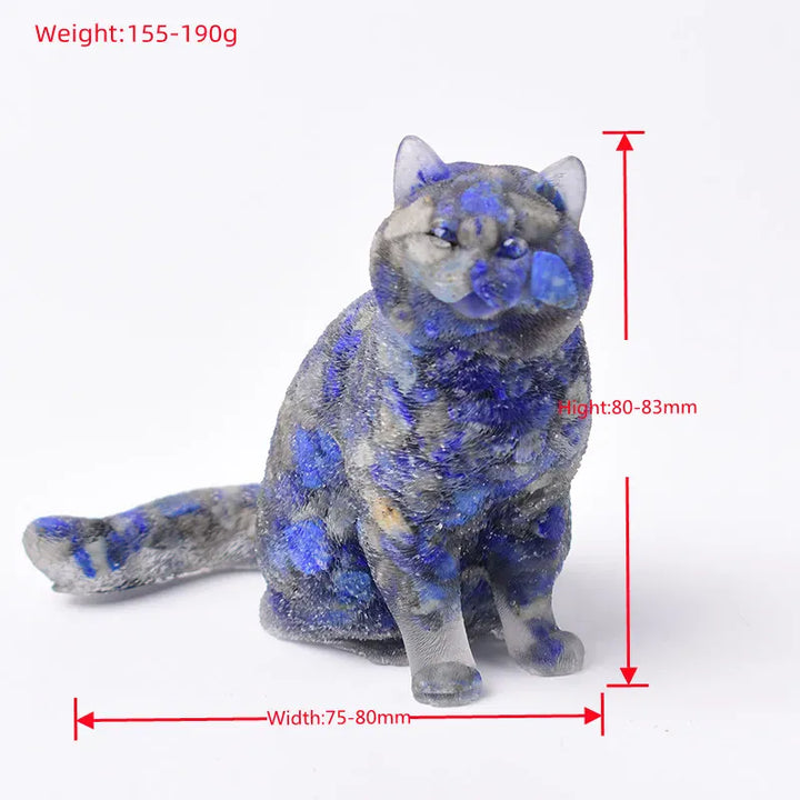 Cat Figurine Natural Crystal Gravel Silica Gel Kitty Loveliness Crafts Souvenir Home Decor Reiki Energy Stone Gift