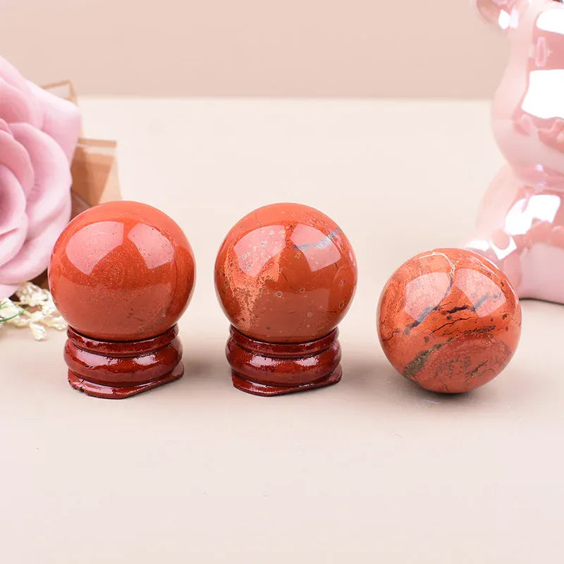 3cm Natural Red Jasper Polished Crystal Ball  Energy Stone Mineral Gemstone Sphere Ornaments For Home Decoration Gifts