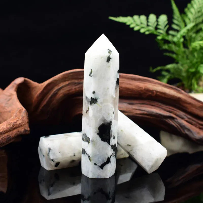 Natural Moonstone Crystal Obelisk Point Mineral Specimen Crafts Stone Beautiful Ornament Home Decor Pyramid Souvenir DIY Gift