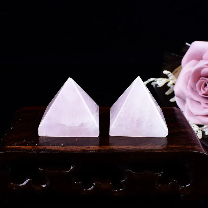 1PC Natural Rose Quartz Polished Crystal Pyramid Energy Tower Healing Reiki Chakras Meditation Ornaments Home Decoration