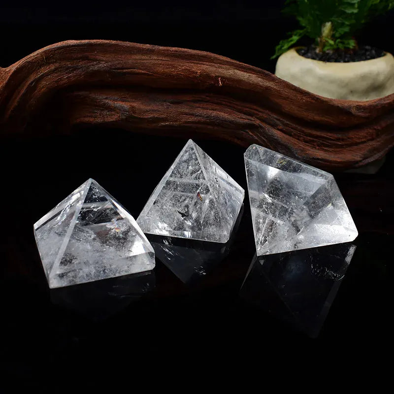 1Pc Natural Clear Quartz Polished Crystal Pyramid Reiki Healing Stone Reiki Meditation Crystal Tower For Home Decoration