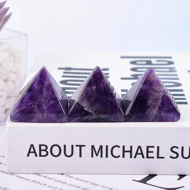 Natural Amethyst Polished Crystal Pyramid Reiki Healing Stone Reiki Meditation Crystal Tower For Home Decoration