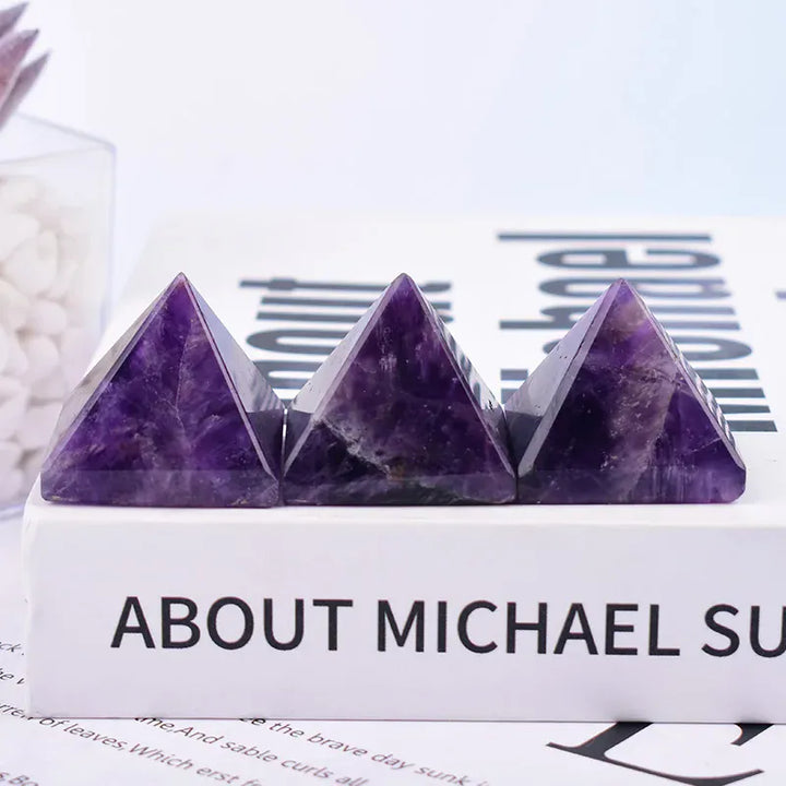 Natural Amethyst Polished Crystal Pyramid Reiki Healing Stone Reiki Meditation Crystal Tower For Home Decoration