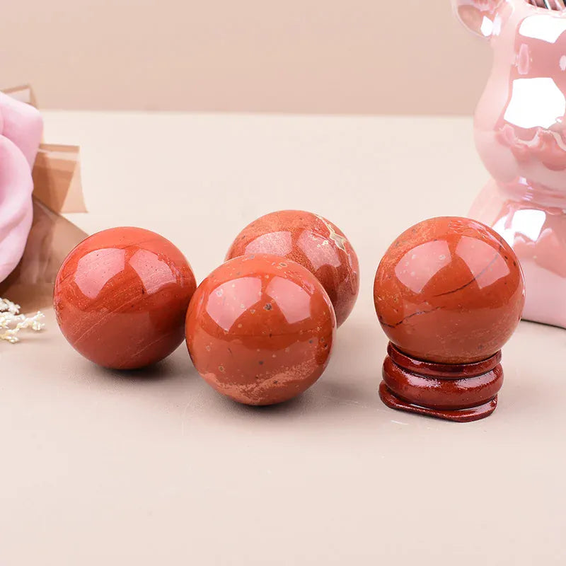 3cm Natural Red Jasper Polished Crystal Ball  Energy Stone Mineral Gemstone Sphere Ornaments For Home Decoration Gifts