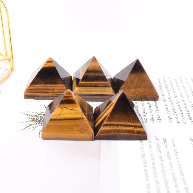 Natural Crystal Polished Tiger Eyes Pyramid Healing Stone Energy Tower For Home Decor Reiki Crystal Chakra Tower Crafts