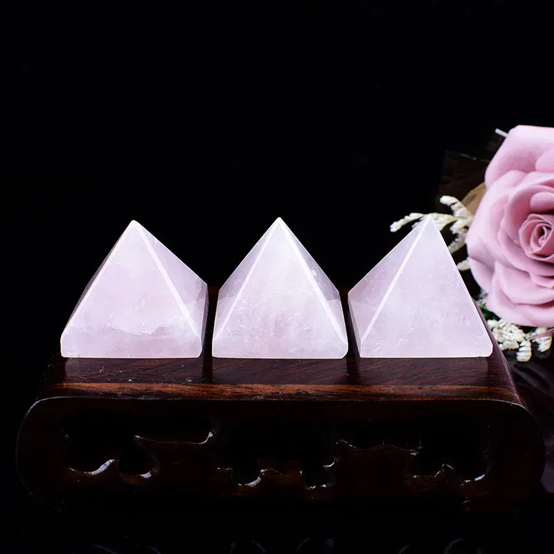 1PC Natural Rose Quartz Polished Crystal Pyramid Energy Tower Healing Reiki Chakras Meditation Ornaments Home Decoration