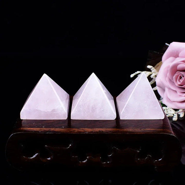 1PC Natural Rose Quartz Polished Crystal Pyramid Energy Tower Healing Reiki Chakras Meditation Ornaments Home Decoration