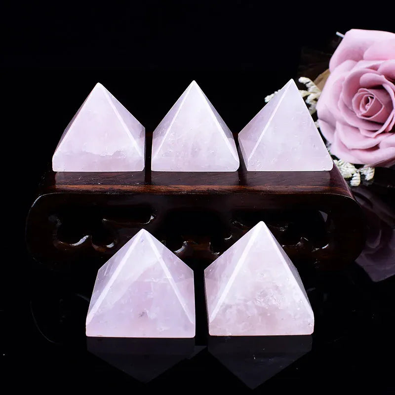 1PC Natural Rose Quartz Polished Crystal Pyramid Energy Tower Healing Reiki Chakras Meditation Ornaments Home Decoration