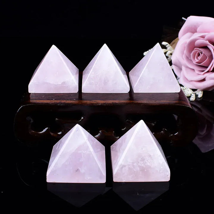1PC Natural Rose Quartz Polished Crystal Pyramid Energy Tower Healing Reiki Chakras Meditation Ornaments Home Decoration
