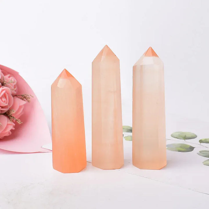 Natural Selenite Crystal Point Tower