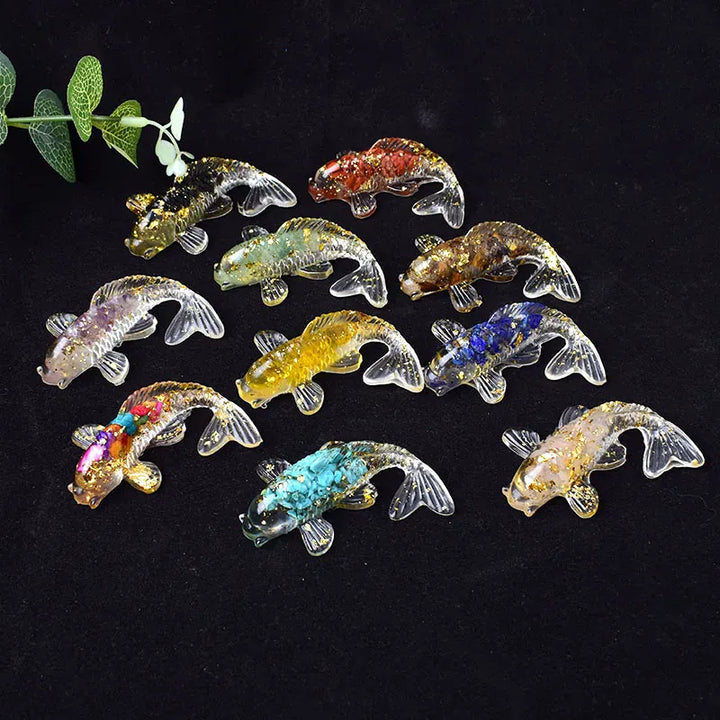 1PC Natural Crystal Gravel Silica Gel Colourful Loveliness Goldfish Figurine Crafts Souvenir Home Decor Reiki Energy Stone Gift