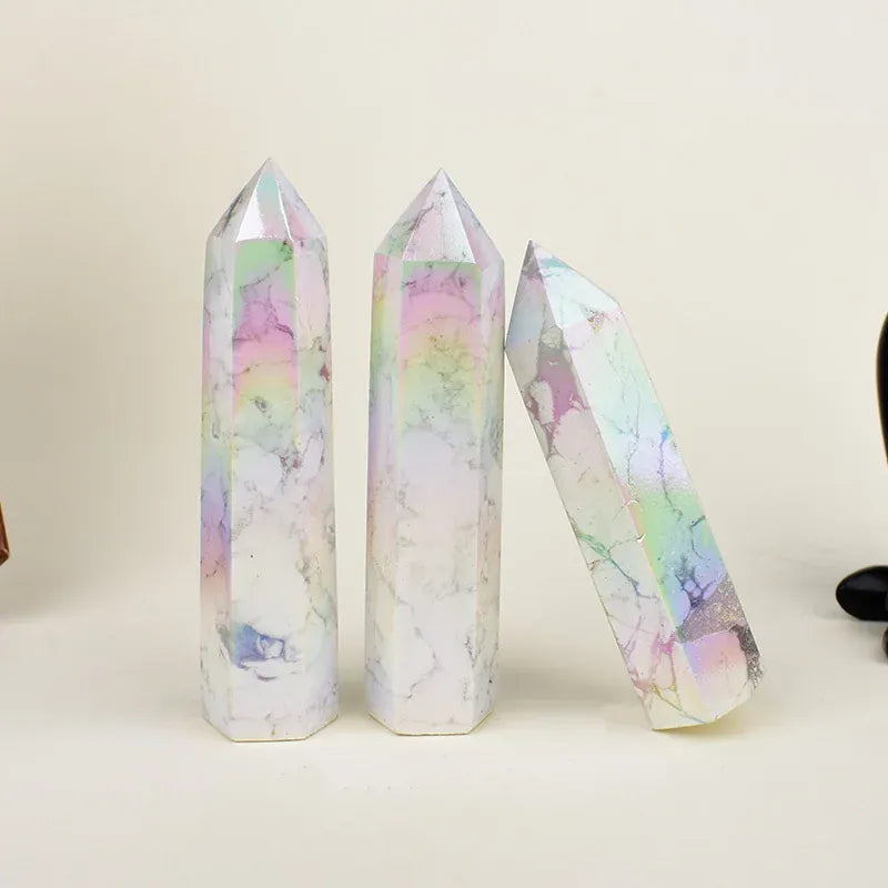Aura White Turquoise Crystal Point Tower