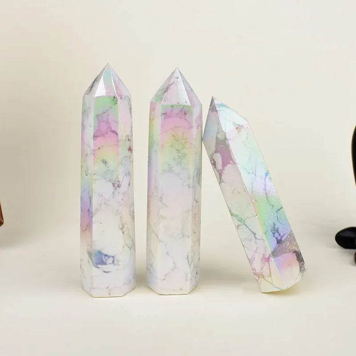 Aura White Turquoise Crystal Point Tower