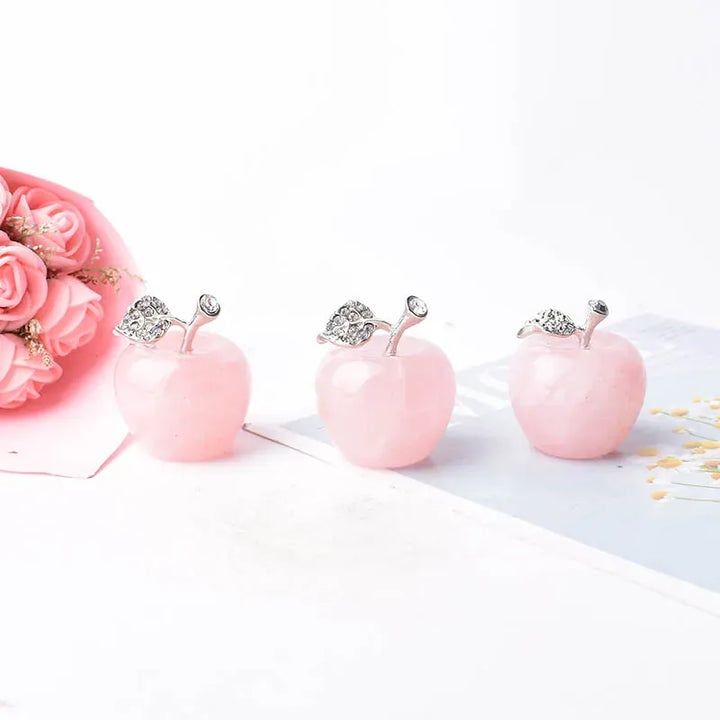 Natural Crystal Rose Quartz Powder Pink Apple Home Decor Valentine's Day/Christmas present DIY gift Polished Healing Stone