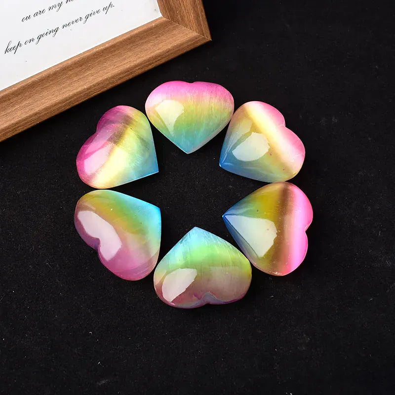 Natural Selenite Polished Heart Shaped Electroplate Aura Selenite Love Crystal Reiki Healing Stone Souvenir Home Decoration