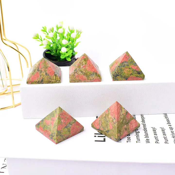 Natural Crystal Unakite Polished Pyramid Reiki Healing Stone Chakra Reiki Meditation Crystal Tower Home Decor Crafts