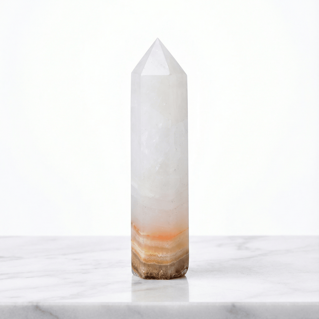Afghan White Jade Crystal Point Tower Afghan white jade / 50-60mm Crystal + Quartz