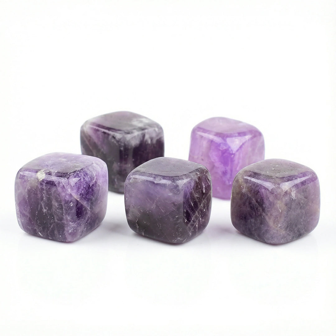 Amethyst Polished Cube 5 Cubes Crystal + Quartz