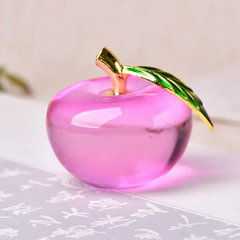 Apple Ornaments Coloured Glaze Decoration Glass Home Decoration Crystal Quartz Purple Red Pink Yellow Lucency Gift Souvenir blue / 50x50x46mm Crystal + Quartz