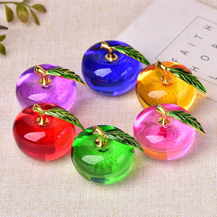Apple Ornaments Coloured Glaze Decoration Glass Home Decoration Crystal Quartz Purple Red Pink Yellow Lucency Gift Souvenir purple / 50x50x46mm Crystal + Quartz
