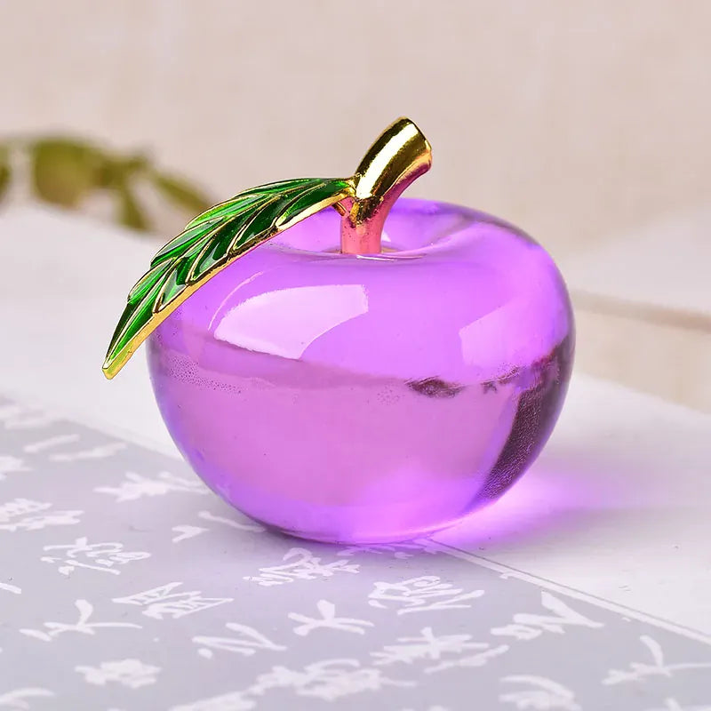 Apple Ornaments Coloured Glaze Decoration Glass Home Decoration Crystal Quartz Purple Red Pink Yellow Lucency Gift Souvenir purple / 50x50x46mm Crystal + Quartz