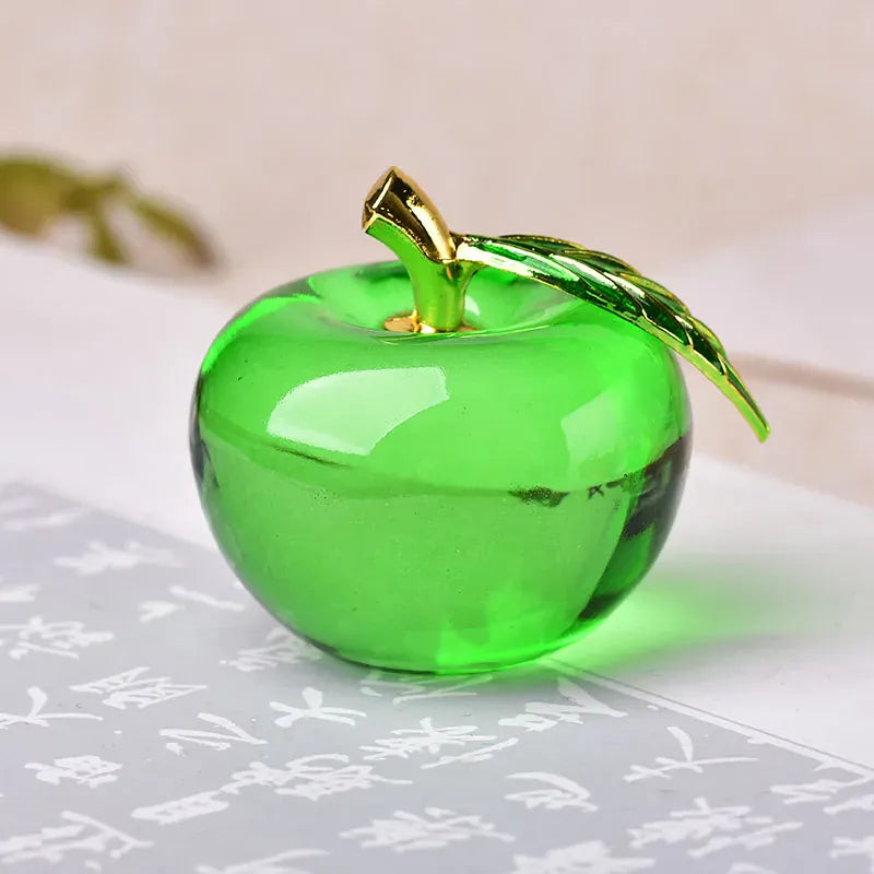 Apple Ornaments Coloured Glaze Decoration Glass Home Decoration Crystal Quartz Purple Red Pink Yellow Lucency Gift Souvenir Yellow / 50x50x46mm Crystal + Quartz