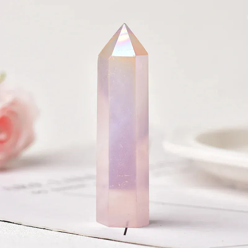 Aura Clear Quartz Crystal Point Tower Crystal + Quartz