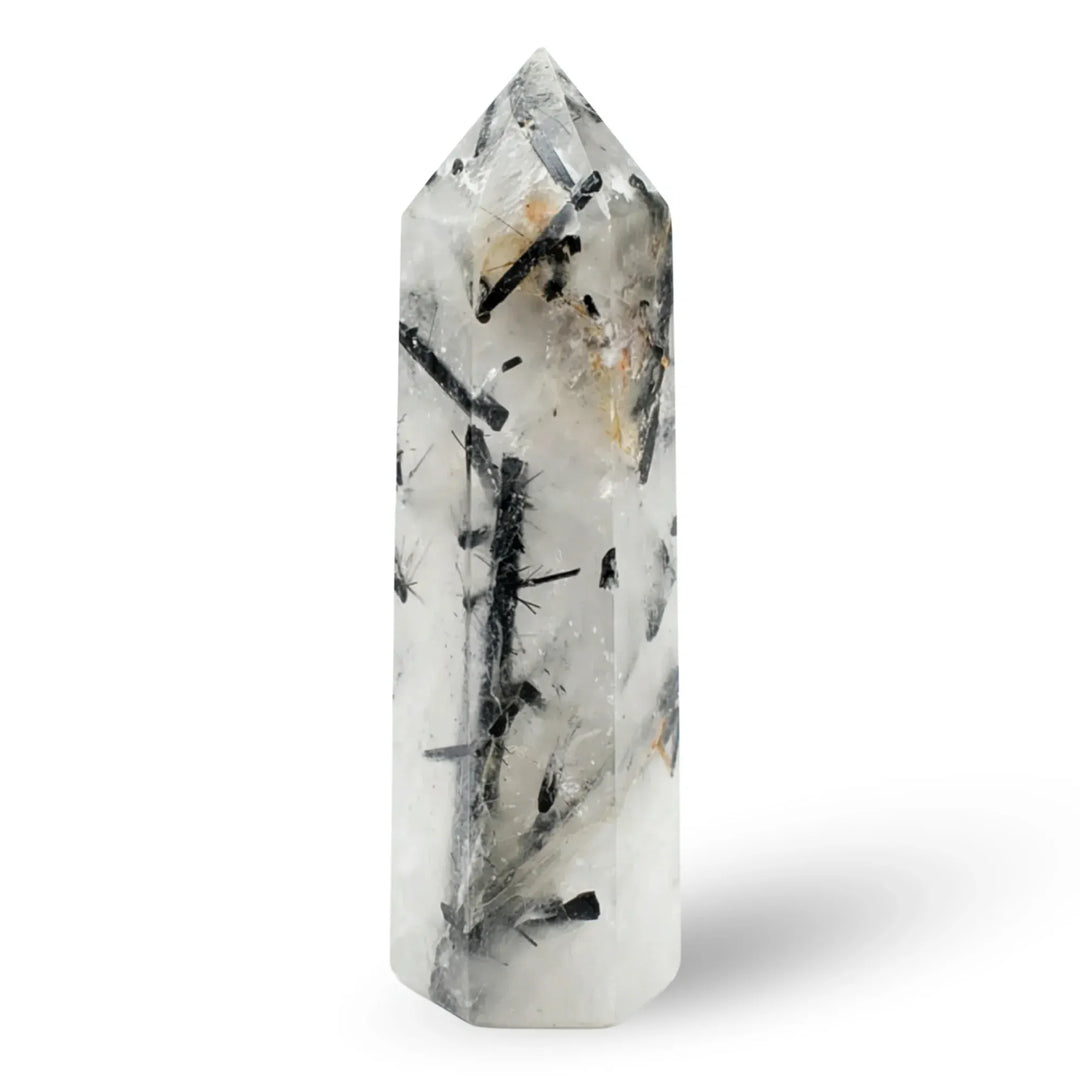 Black Tourmaline Crystal Point Tower Crystal Tower Points 60-70mm Crystal + Quartz