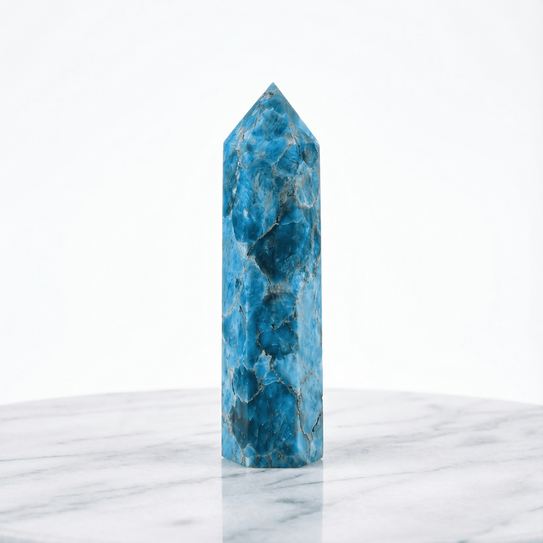 Blue Apatite Crystal Point Tower 50-60mm Crystal + Quartz