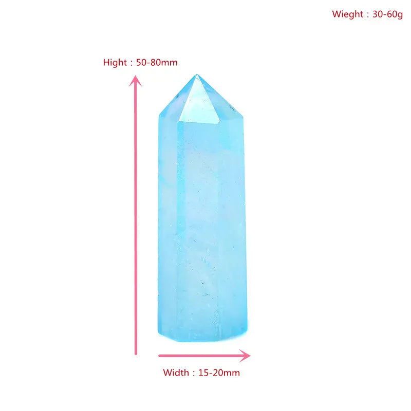 Blue Aura Quartz Crystal Point Tower Crystal + Quartz