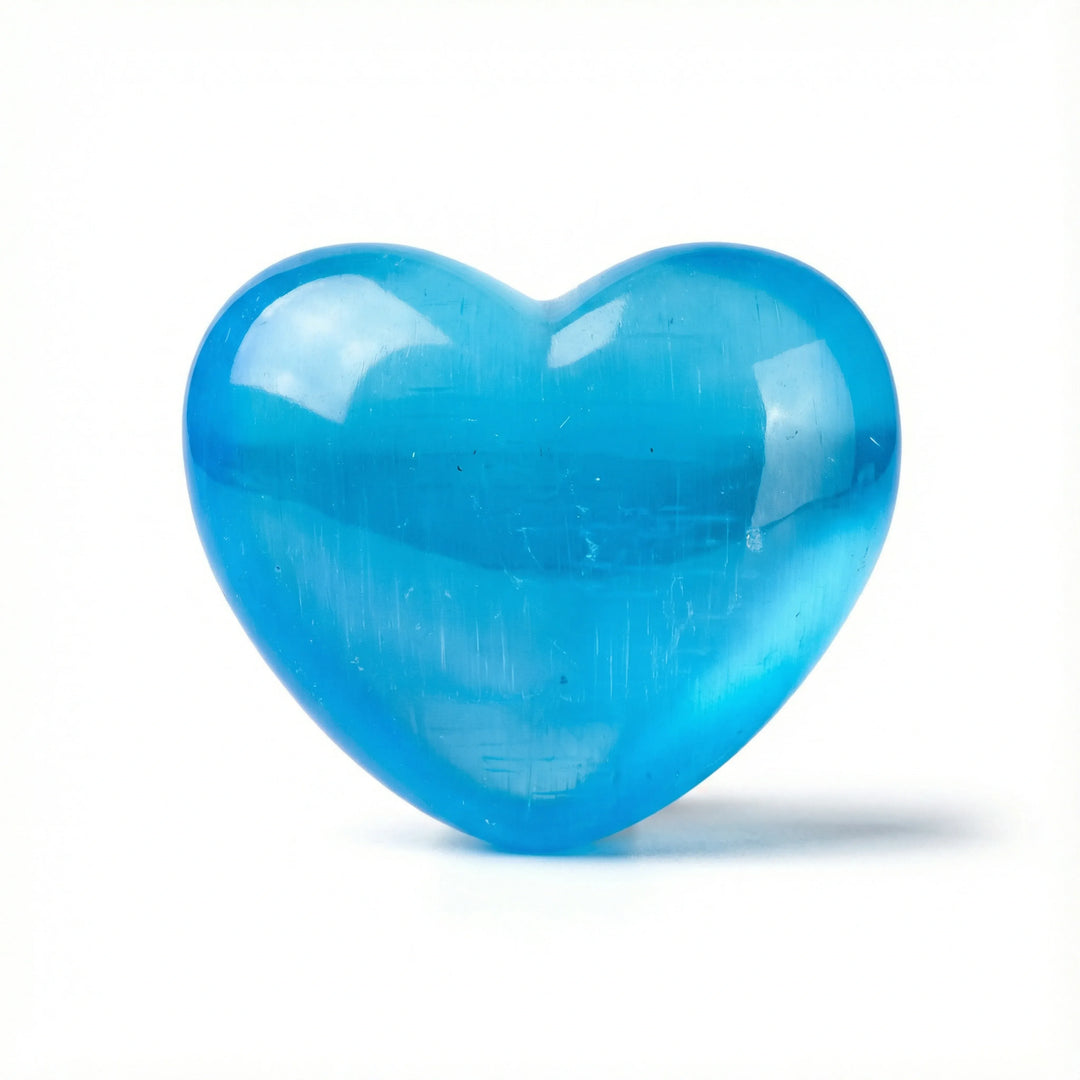 Blue Aura Selenite Heart Heart Crystal + Quartz