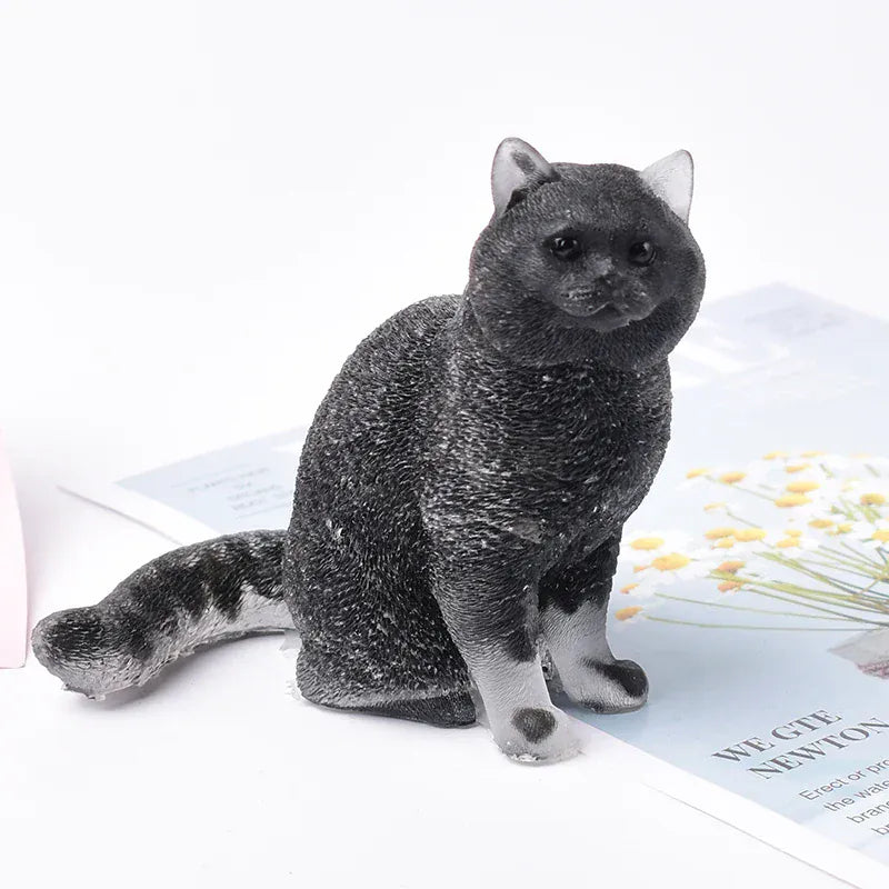 Cat Figurine Natural Crystal Gravel Silica Gel Kitty Loveliness Crafts Souvenir Home Decor Reiki Energy Stone Gift Obsidian / 1Pc Crystal + Quartz