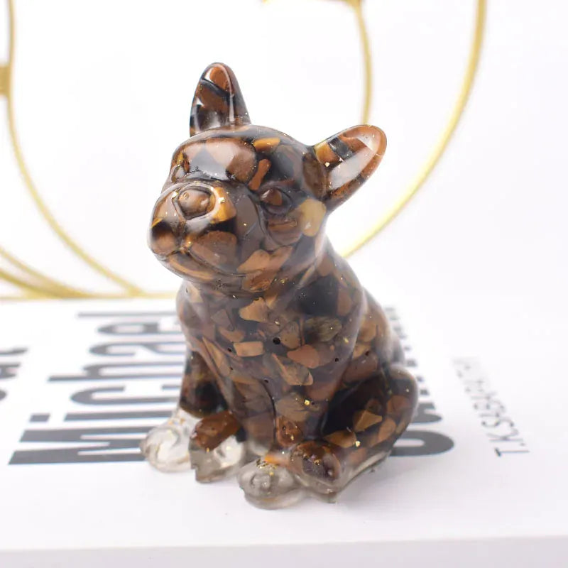 French Bulldog Natural Crystal Gravel Silica Gel Colourful Loveliness Dog Figurine Crafts Souvenir Home Decor Stone Gift Aquamarine / 70x50x45mm Crystal + Quartz