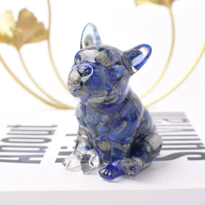 French Bulldog Natural Crystal Gravel Silica Gel Colourful Loveliness Dog Figurine Crafts Souvenir Home Decor Stone Gift Aquamarine / 70x50x45mm Crystal + Quartz