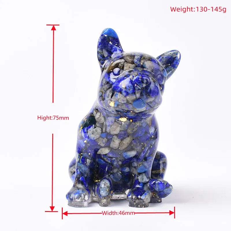 French Bulldog Natural Crystal Gravel Silica Gel Colourful Loveliness Dog Figurine Crafts Souvenir Home Decor Stone Gift Aquamarine / 70x50x45mm Crystal + Quartz