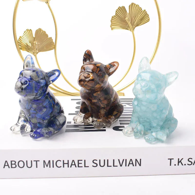 French Bulldog Natural Crystal Gravel Silica Gel Colourful Loveliness Dog Figurine Crafts Souvenir Home Decor Stone Gift Rose Quartz / 70x50x45mm Crystal + Quartz