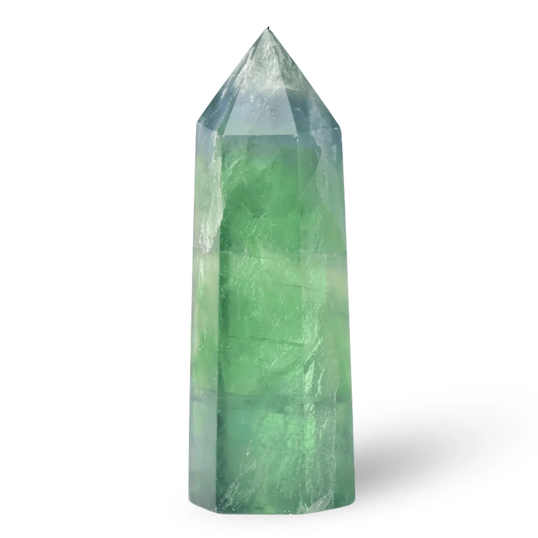 Green Fluorite Crystal Point Tower Crystal Tower Points 50-60mm Crystal + Quartz