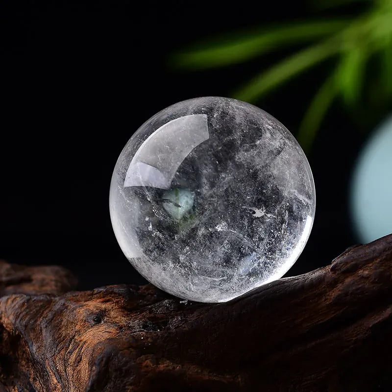 High Quality 28-32mm Natural Crystal Ball Clear Quartz Energy Healing Stone Meditation for Home Decoration Free Wooden Stand Natural Clear Quartz / 28-32mm Crystal + Quartz