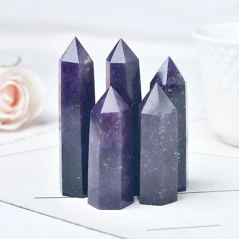 Lapidolite Crystal Point Tower Crystal + Quartz