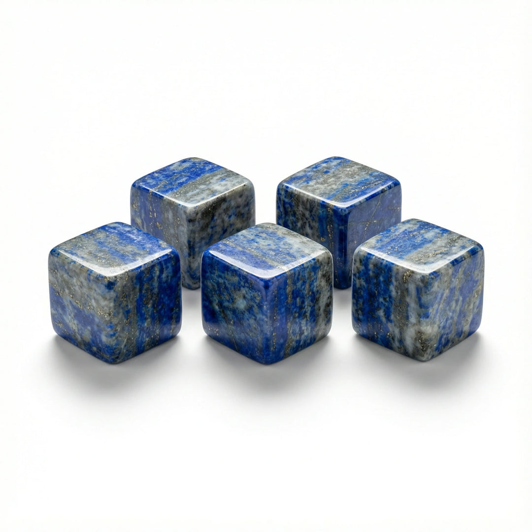 Lapis Lazuli Polished Cube 5 Cubes Crystal + Quartz