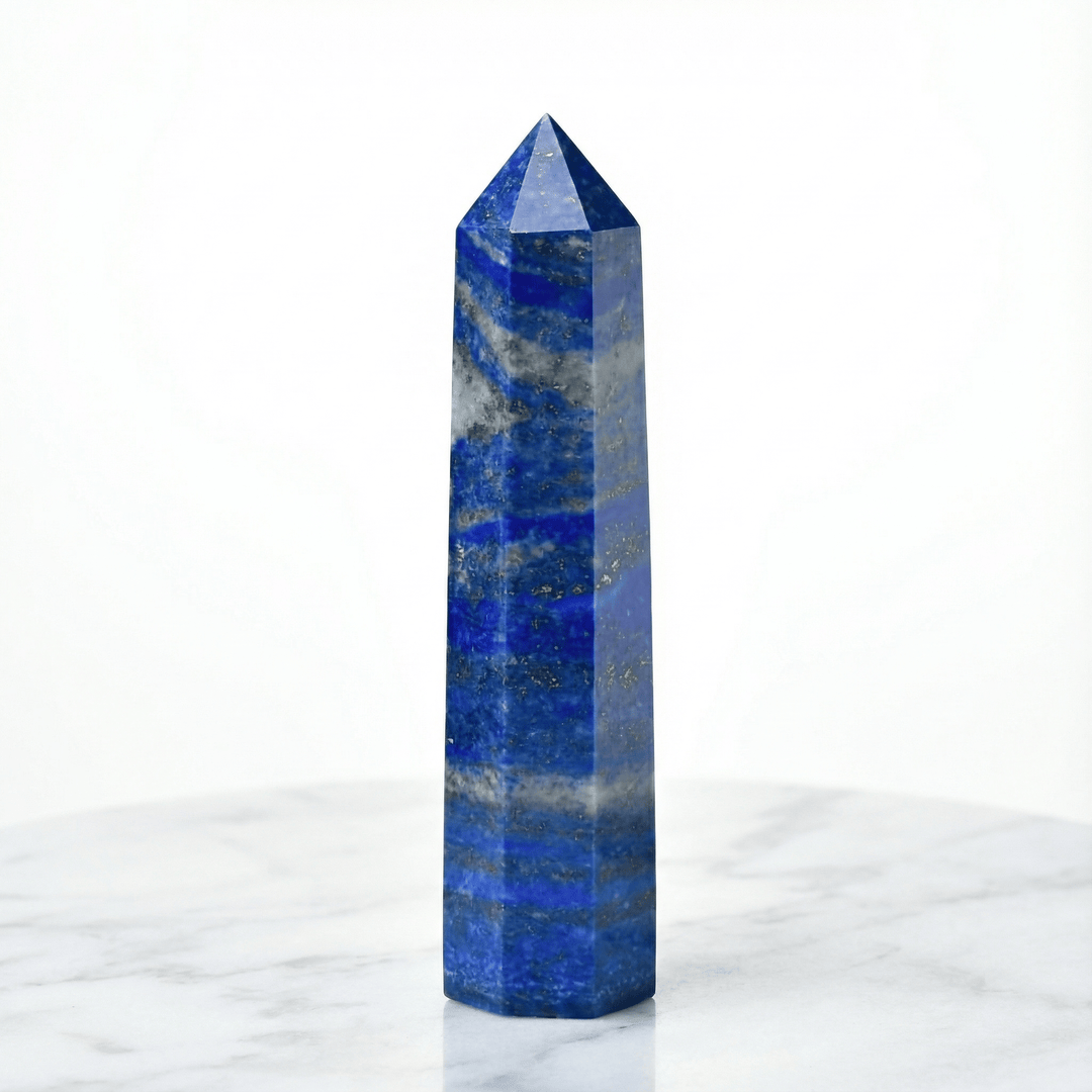 Lapls Lazuli Crystal Point Tower Lapls lazuli / 40-50mm Crystal + Quartz