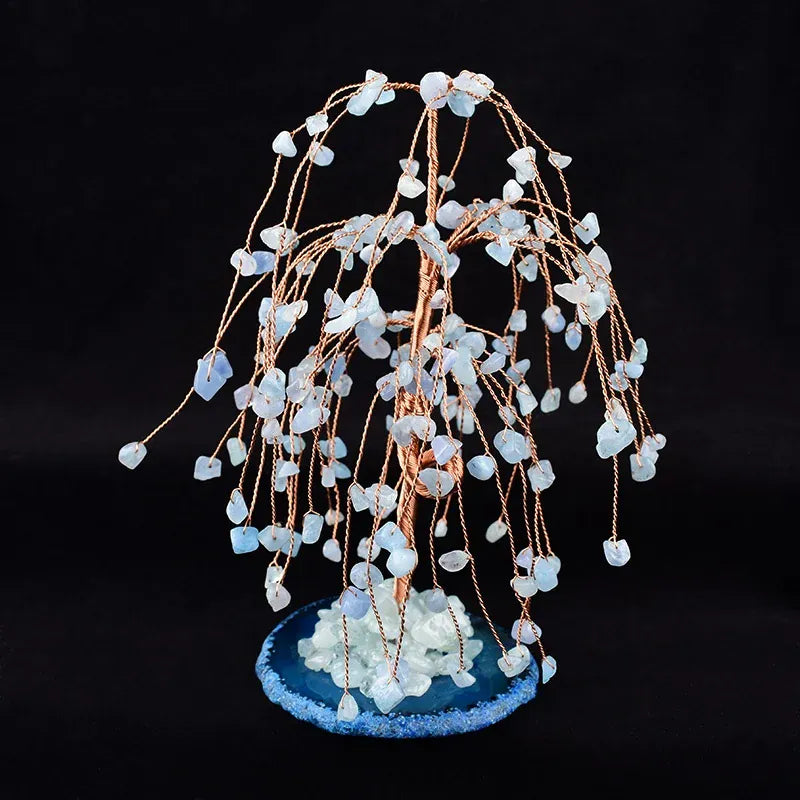 Natural Crystal Amethyst Clear Quartz Reiki Healing Tree Specimen Crafts Home Decoration Ornaments Lucky Holiday Souvenir Gift Aquamarine / 1Pc Crystal + Quartz