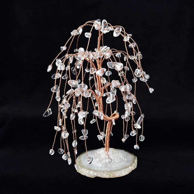 Natural Crystal Amethyst Clear Quartz Reiki Healing Tree Specimen Crafts Home Decoration Ornaments Lucky Holiday Souvenir Gift Clear Quartz / 1Pc Crystal + Quartz