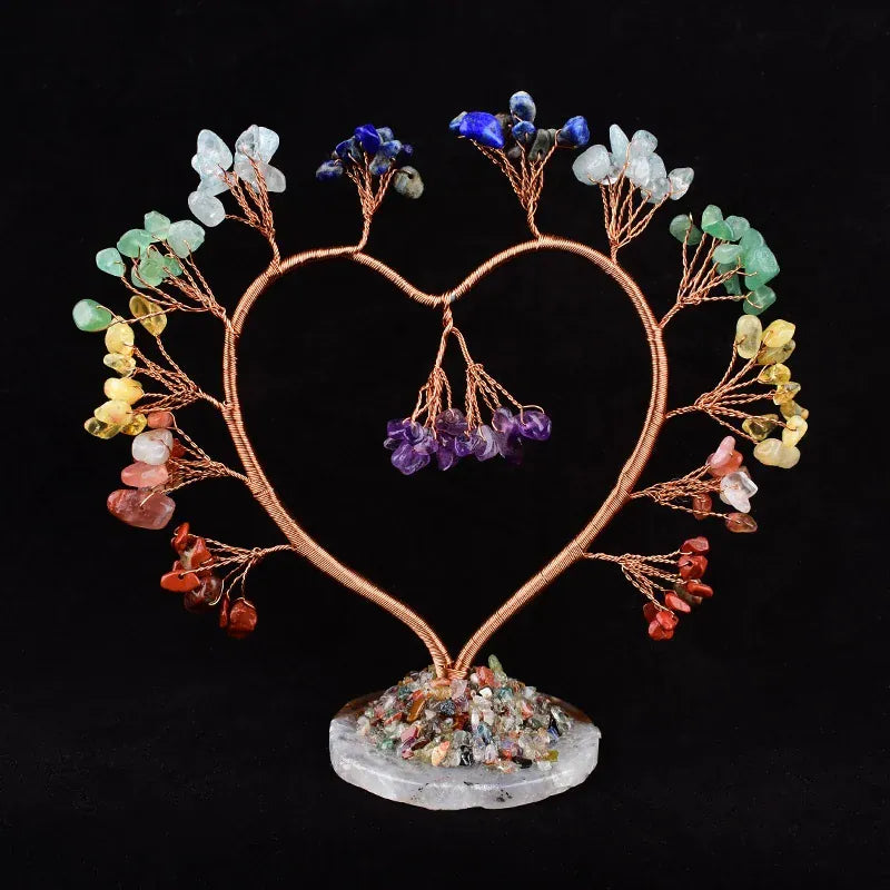 Natural Crystal Amethyst Love Tree Reiki Healing Tree Specimen Crafts Home Decoration Ornaments Lucky Holiday Souvenir Gift Colour Crystal / 1PC Crystal + Quartz